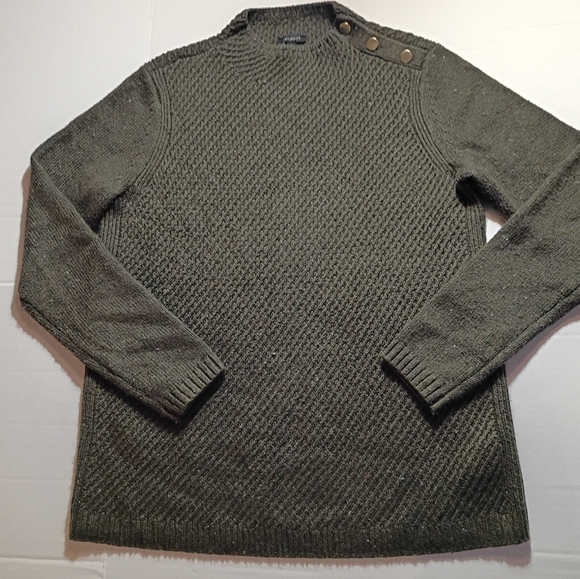 Women's Talbots Size Small LS Turtle Neck Olive Sweater with Button Detail - Picture 5 of 11